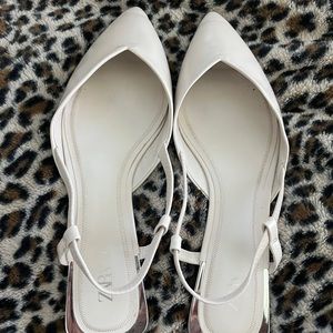 White Zara Sling back pointed Flats size 42 or 11